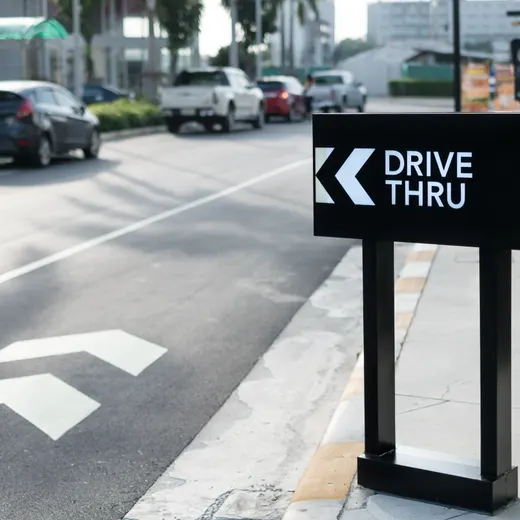 Pavement sign and A-board display outside a business